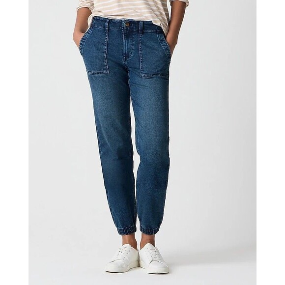 J.Crew Sz 31 ( 31W x 26) Blue Wash Denim Utility Jogger Pants Jeans Stretch Euc - Picture 1 of 12